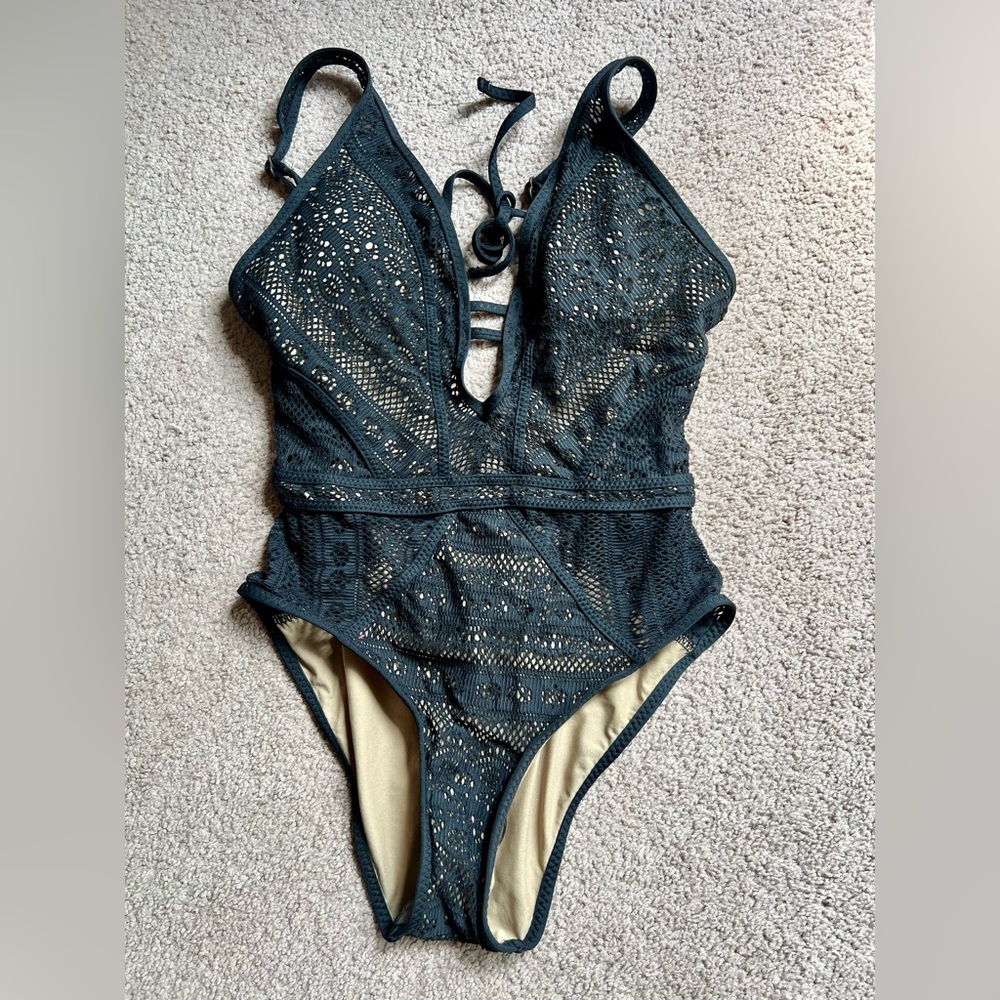 BECCA Women's Swimwear in Dark Teal and Cream
